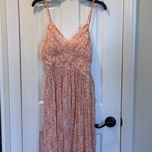 Vici Peach Floral Spaghetti-Strap Maxi Dress